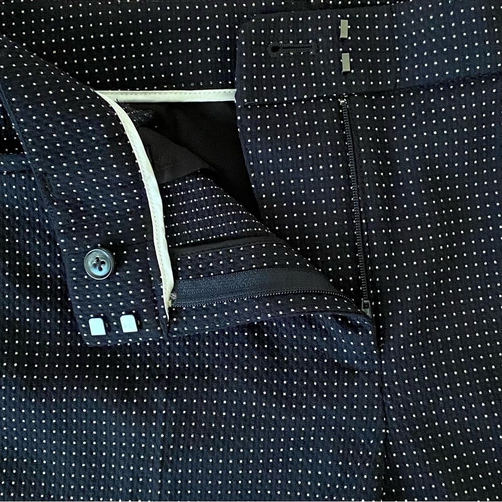 NWT White House Black Market Comfort Stretch Slim Ankle Pants Black White Dots - Picture 3 of 9